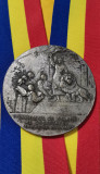 SV * Medalia SEMICENTENAR SOCIETATEA TINERIMEA ROMANA * 1878 - 1928 * argintata