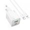 Incarcator Retea Cu Cablu Lightning HOCO N41, 20W, 3A, 1 x USB-A - 1 x USB-C, Alb