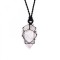 Colier reglabil pe snur negru cu pandantiv lacrima - cuart transparent