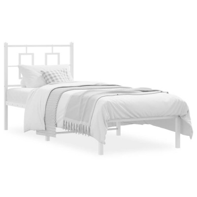 vidaXL Cadru de pat metalic cu tăblie, alb, 80x200 cm foto