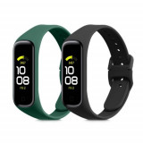 Set 2 Curele pentru Samsung Galaxy Fit 2, Kwmobile, Negru/Verde, Silicon, 53962.05