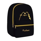 Rucsac mini BP75 St. Majewski Pusheen, 1 compartiment, design negru cu auriu