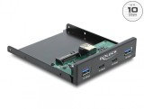 Front panel 3.5" USB 10 Gbps cu 2 x USB Type C + 2 x USB-A, Delock 64369