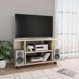 Cumpara ieftin Comodă TV cu rotile, stejar Sonoma, 80 x 40 x 40 cm, PAL, vidaXL