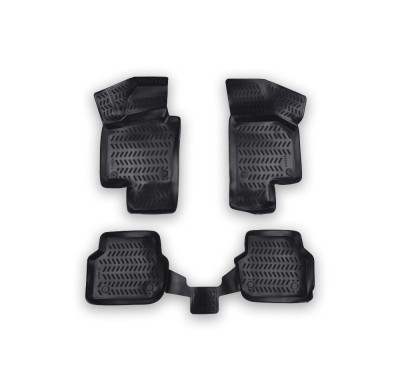 Set 4 Buc. Covoare din Cauciuc stil Tavita Compatibile VW Jetta 6 2011-2017, Negru foto