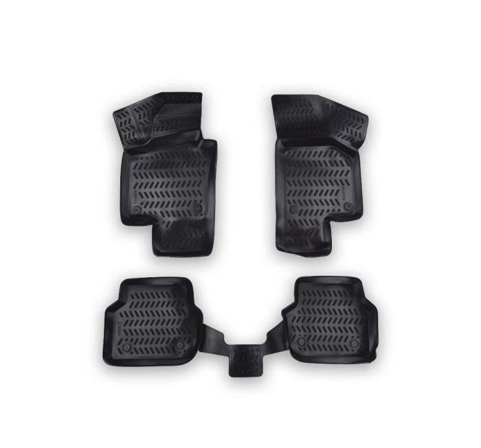 Set 4 Buc. Covoare din Cauciuc stil Tavita Compatibile VW Jetta 6 2011-2017, Negru