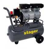 Compresor aer silentios Stager HM0.75JW/24, 24L, 8 bar, 135 l/min