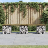 vidaXL Bancă grădină, design gabion, 203x44x42 cm, lemn pin impregnat