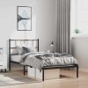 Cadru Pat Metalic vidaXL Negru 100x190 cm cu Tăblie, Suport Saltea, Spațiu Depozitare