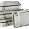 Set 4 huse organizare bagaj Amazon Basics, 2 medii si 2 mari, gri - RESIGILAT
