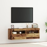 VidaXL Dulap TV de perete cu LED, 2 buc., lemn vechi, 60x30x40 cm