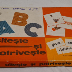 ABC - Citeste si Potriveste - Jucarie uz scolar -Joc vechi de colectie anul 1987