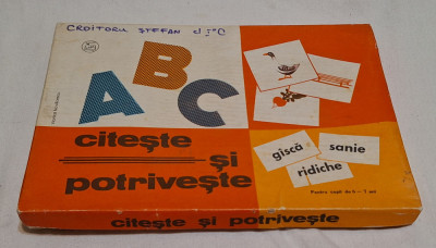 ABC - Citeste si Potriveste - Jucarie uz scolar -Joc vechi de colectie anul 1987 foto