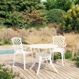 Set mobilier bistro, 3 piese, alb, aluminiu turnat