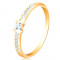 Inel din aur 14K - brațe strălucitoare, transparent, zirconiu rotund, proeminent, culoare transparentă - Marime inel: 64