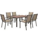 Set mobilier gradina/terasa, cafeniu si maro, 1 masa, 6 scaune, Esther, ART