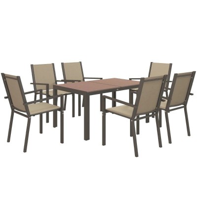 Set mobilier gradina/terasa, cafeniu si maro, 1 masa, 6 scaune, Esther GartenVIP DiyLine foto