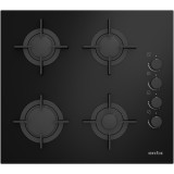 Plita incorporabila ARSGN64125S, gaz, 4 arzatoare, dispozitiv de siguranta plita, gratare fonta, Negru