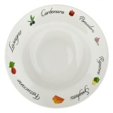 Farfurie Ad&acirc;ncă Paste, Model Imprimeu, Alb, Porțelan, Diametru 26.5cm, Capacitate 1.25L, Oem