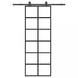 Usa glisanta cu set de feronerie neagra 76x205 cm Sticla ESG