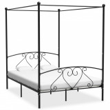 Cadru de pat cu baldachin, negru, 160 x 200 cm, metal GartenMobel Dekor, vidaXL