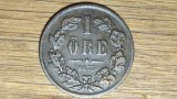 Suedia - moneda de colectie bronz - 1 ore 1873 LA - Oscar II - an unic de batere - raruta !, Europa