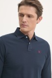 Hackett London longsleeve din bumbac culoarea albastru marin, neted, HM550887