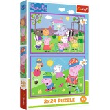 PUZZLES 2X24 PEPPA PIG O ZI LA JOACA CU PEPPA PIG, Trefl