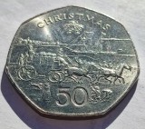 248. Moneda Insula Man 50 Pence 1980 (Mr Pickwick&#039;s Travels) (tiraj 30.000 buc)