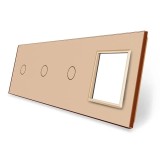 Cumpara ieftin Panou din sticla Livolo auriu pentru 3 intrerupatoare si 1 priza