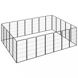 VidaXL Țarc c&acirc;ini 24 panouri negru 50x100 cm oțel vopsit electrostatic