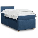 Cumpara ieftin Pat box spring cu saltea, albastru, 100x200 cm, textil