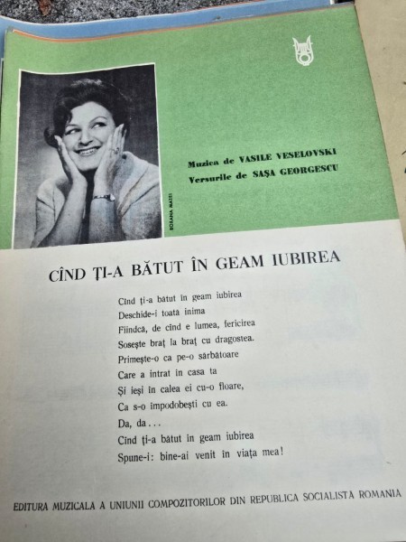 Partitura, Cand ti-a batut in geam iubirea - Vasile Veselovski, Sasa Georgescu
