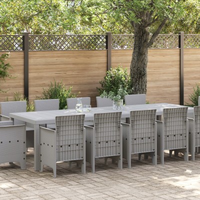 vidaXL Set de masă pentru grădină 13 pcs Gri deschis Rattan poli foto