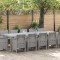 vidaXL Set de masă pentru grădină 13 pcs Gri deschis Rattan poli