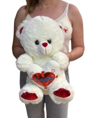 Urs de plus crem cu inima 35cm