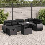 vidaXL Set mobilier de grădină cu perne, 8 piese, negru, poliratan 3327905