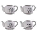 Cumpara ieftin Set 4 ghivece flori ceramica alba neagra Ceainic 31 x 19 x 13 cm