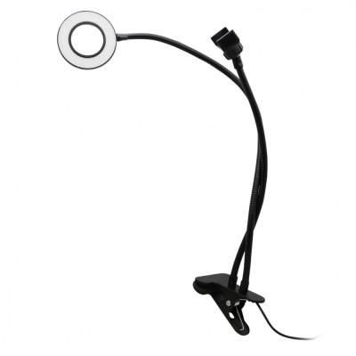 Lampa circulara de masa Led cu clema si suport flexibil de telefon, SP-43 foto