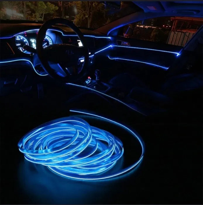 Neon flexibil,Fir cu lumina ambientala auto -5 Metri,Albastru