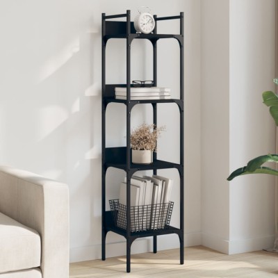 Gossi biblioteca 4 niveluri, negru, 35x30x138,5 cm, lemn prelucrat foto