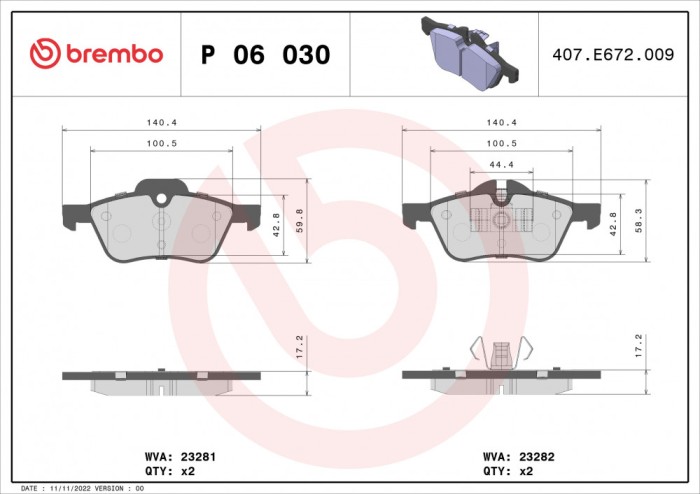 BREMBO P 06 030 PRIME LINE set placute frana,frana disc