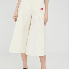 Fila pantaloni femei, culoarea bej, lat, high waist