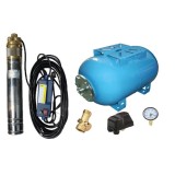 Kit complet sistem hidrofor, pompa submersibila APC SKM 150/80, rezervor de 80 litri, presostat, racord 5 cai, manometru, 03031008/80