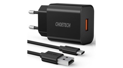 Choetech Q5003 18W QC 3.0 Fast Charger Adaptor &amp;icirc;ncărcător de perete pentru &amp;icirc;ncărcător de perete + cablu USB-C foto