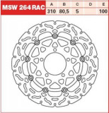 Disc fr&acirc;nă flotant față, 310/80,5x5mm 5x100mm, diametru gaură de centrare 10,3mm, spacing 0 compatibil: KAWASAKI GTR 1000 (Ninja)/1000 ABS (Ninja)/100, Trw