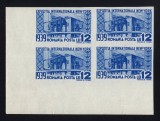 ROMANIA 1939 EXPOZITIA INTERNATIONALA NEW YORK VALOAREA DE 12 LEI NEDANTELATA BL 4 MNH