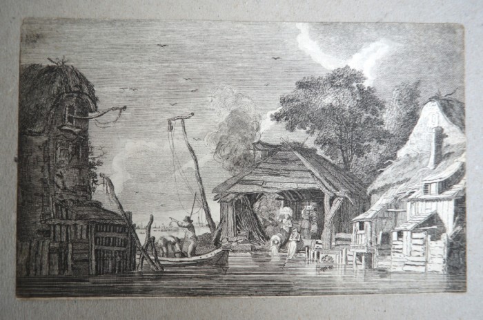 Franz Edmund Weirotter &quot;Ferme langa rau&quot; gravura veche 1868