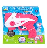 Pistol de facut baloane cu lumini si sunete, Bubble Gun, 160 ml, Roz