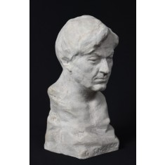 George Enescu - compozitor si violonist / bust vechi din ipsos realizat de un sculptor roman - semnat indescifrabil